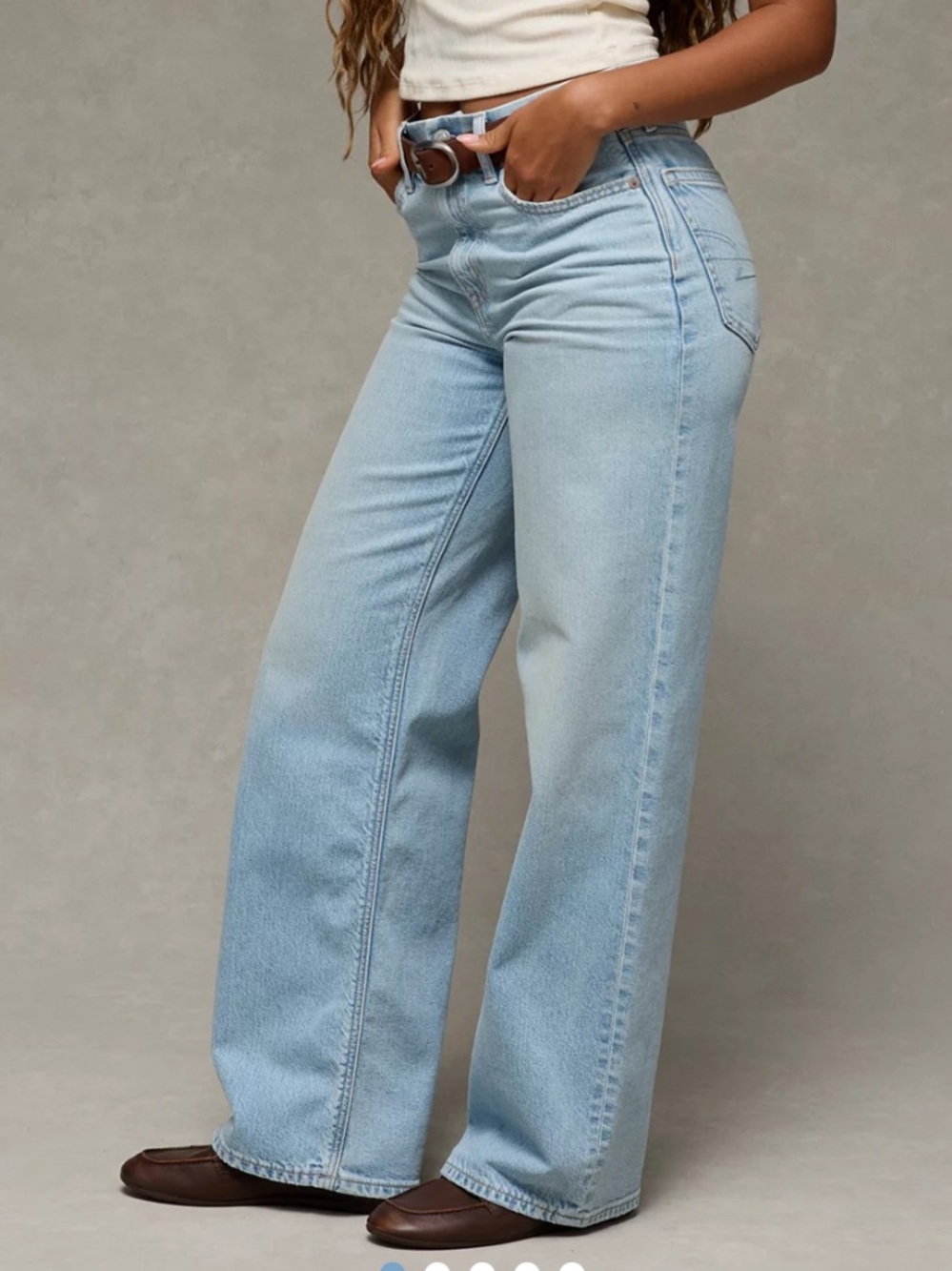American Eagle Strigid Curvy Super High-Rise Baggy Straight Leg Jeans Size 0